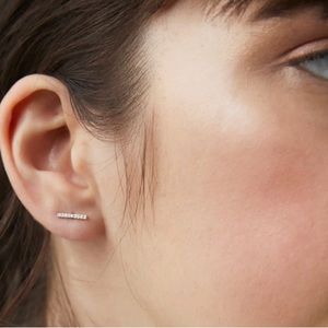 Pave 14k Gold Diamond Bar Studs